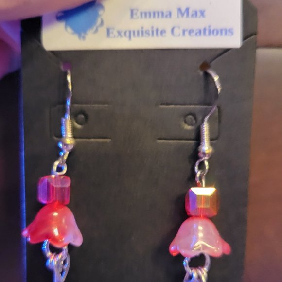 Flower Bell Glass Earrings with 925 Sterling Silver - Picture 2 of 4